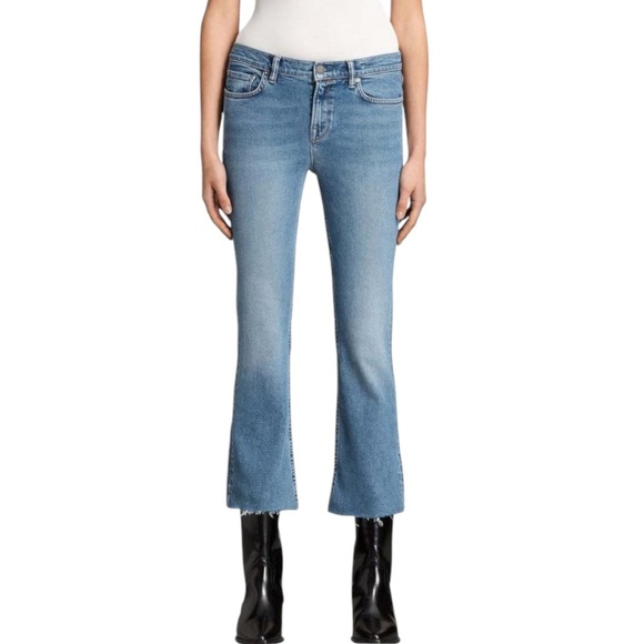 All Saints Blue Flare Wide Leg Jeans - Picture 2 of 16